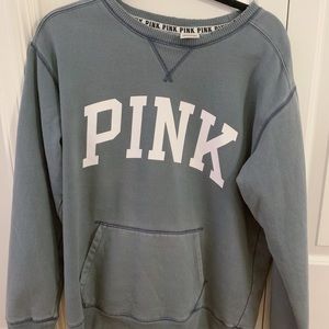 PINK gray pullover sweatshirt with pocket